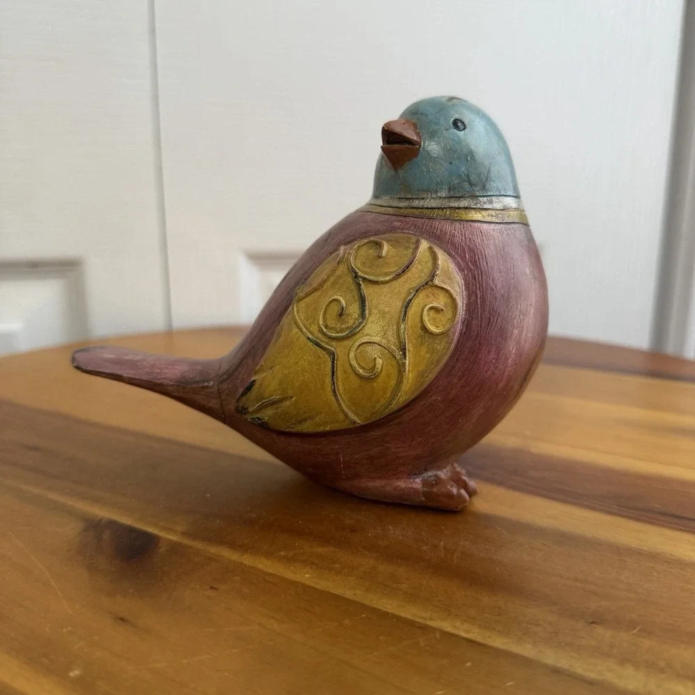 Multicolor Resin Bird Accent Decor Boho Spring Granny Cottage Farmhouse
